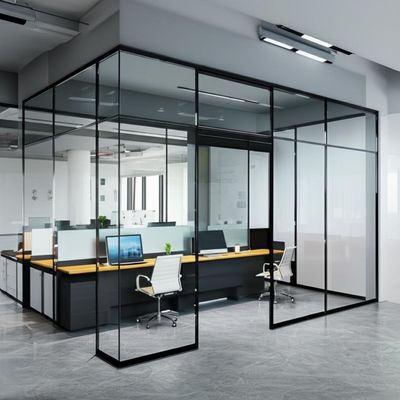 Goede prijs. Single Glazed Aluminium Frame Glass Partition Wall with 30-42dB Sound Insulation and Customizable Design for Sturdy Durable Office Use online