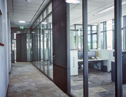 Gehoorde glijdende aluminium raam glas scheidingswand voor kantoorproject muren