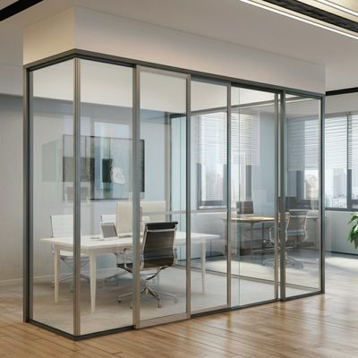 Afscheidingsmuren Aluminium frame glijdend dubbele beglazing kantoor glas scheidingsmuur